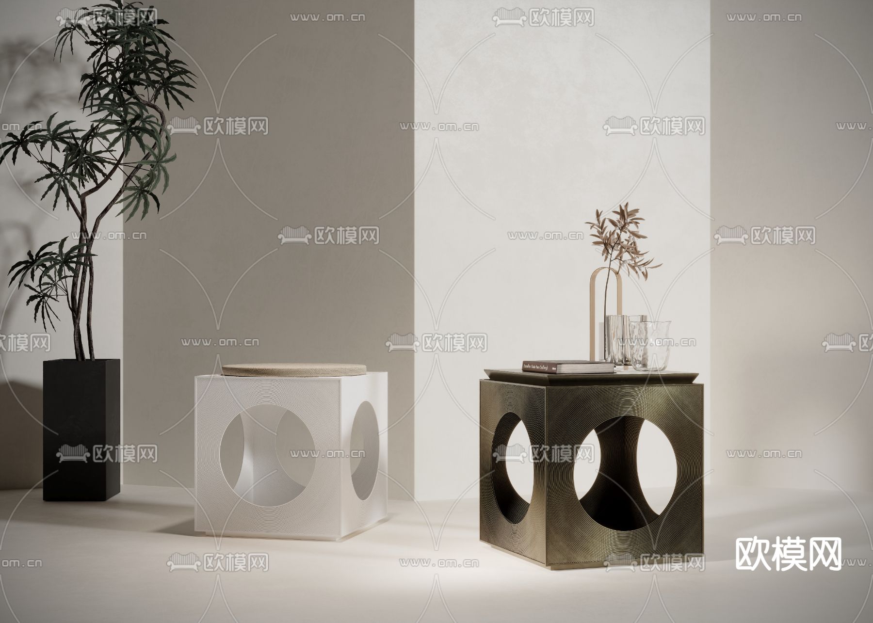 新中式角几3d模型下载（渲染图1）