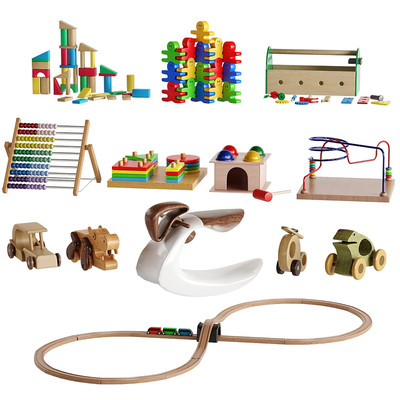  积木玩具 木马玩具 小火车su模型 