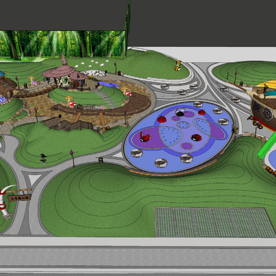  儿童游乐区su模型 