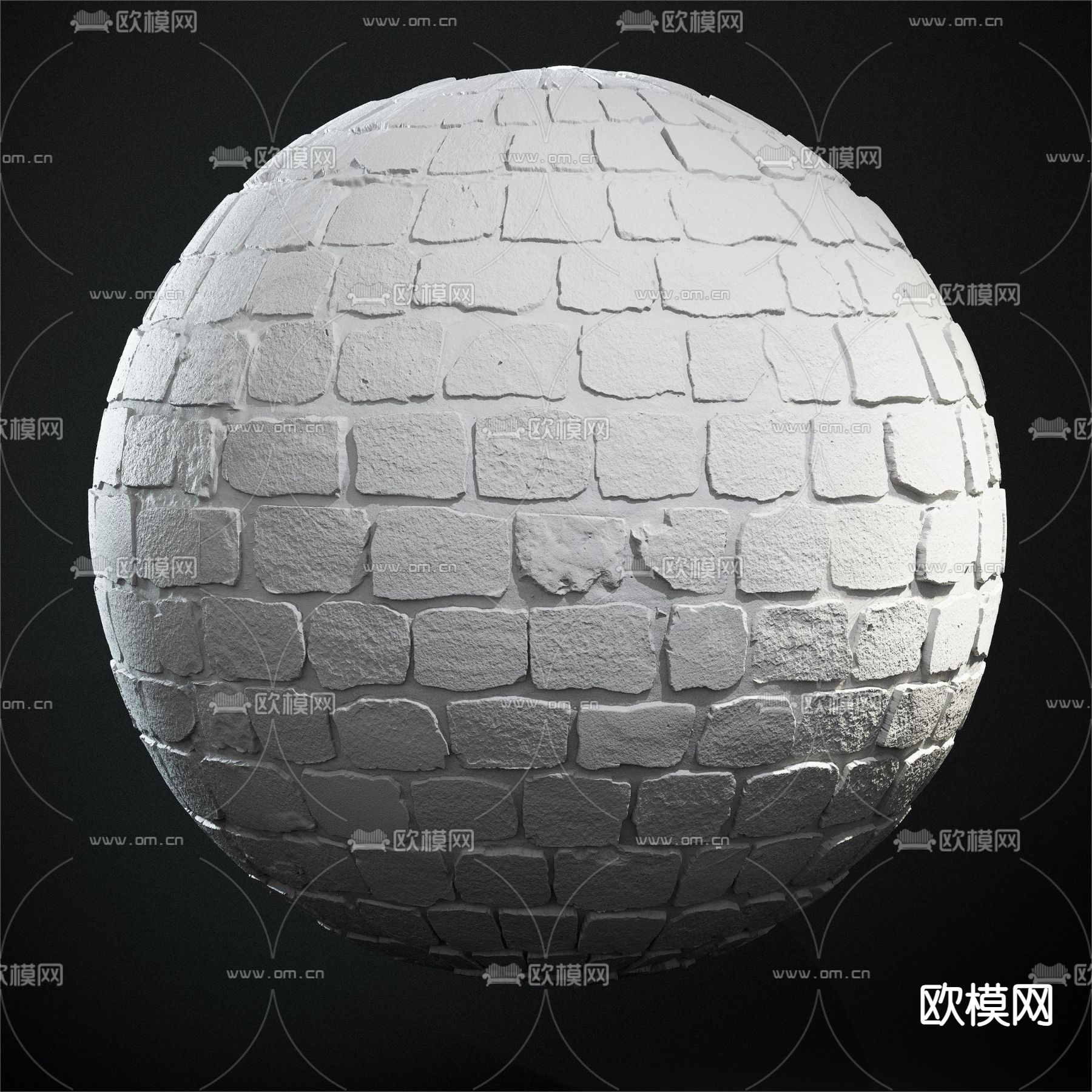 石头路面材质3d模型下载（渲染图1）