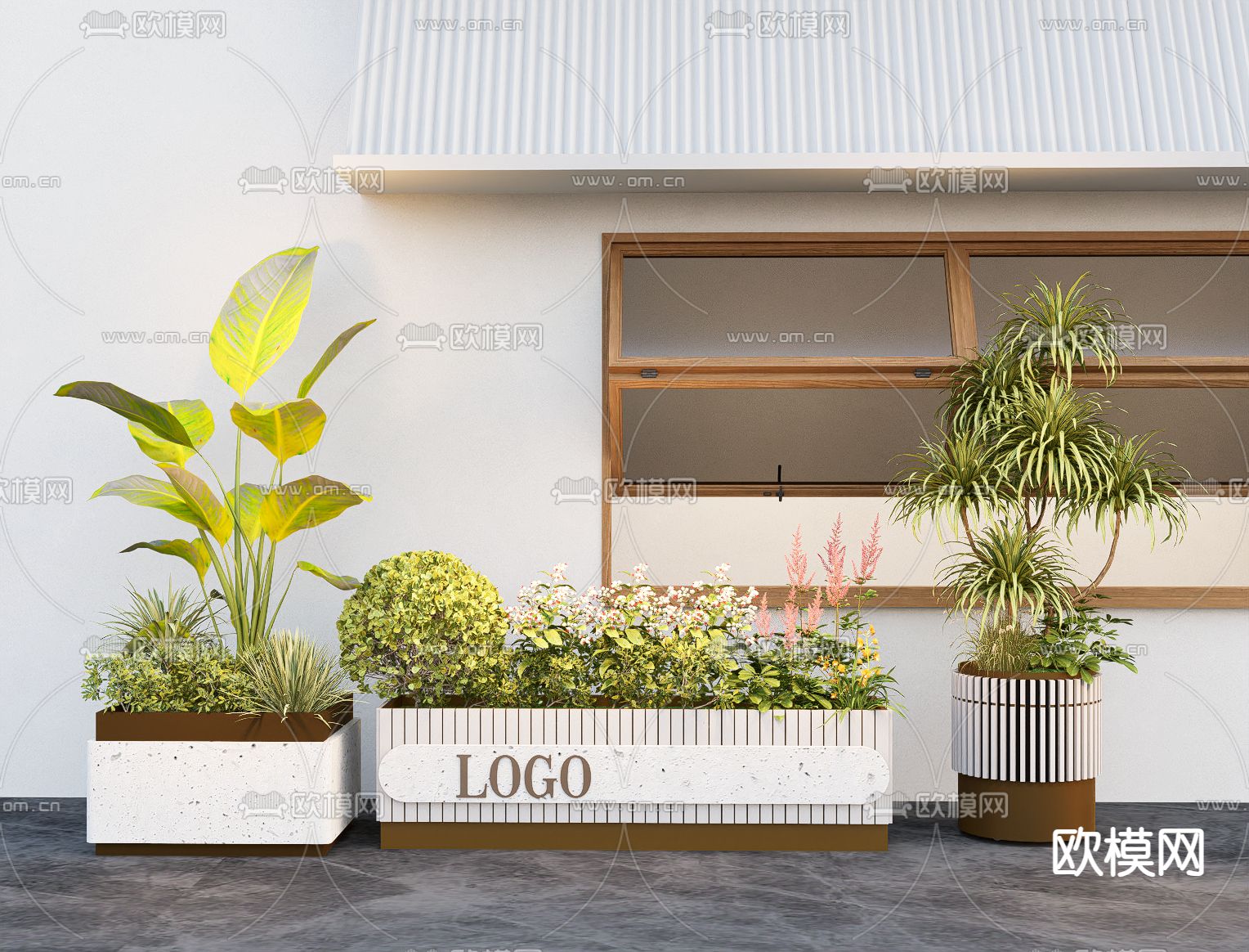 绿植花箱 花池 花坛su模型下载（渲染图2）