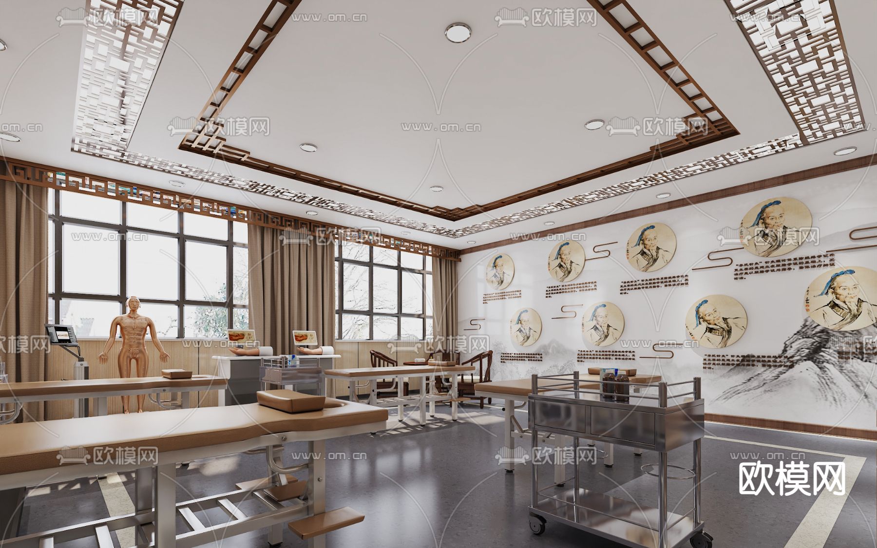 针灸推拿室 技能实训室3d模型下载（渲染图2）