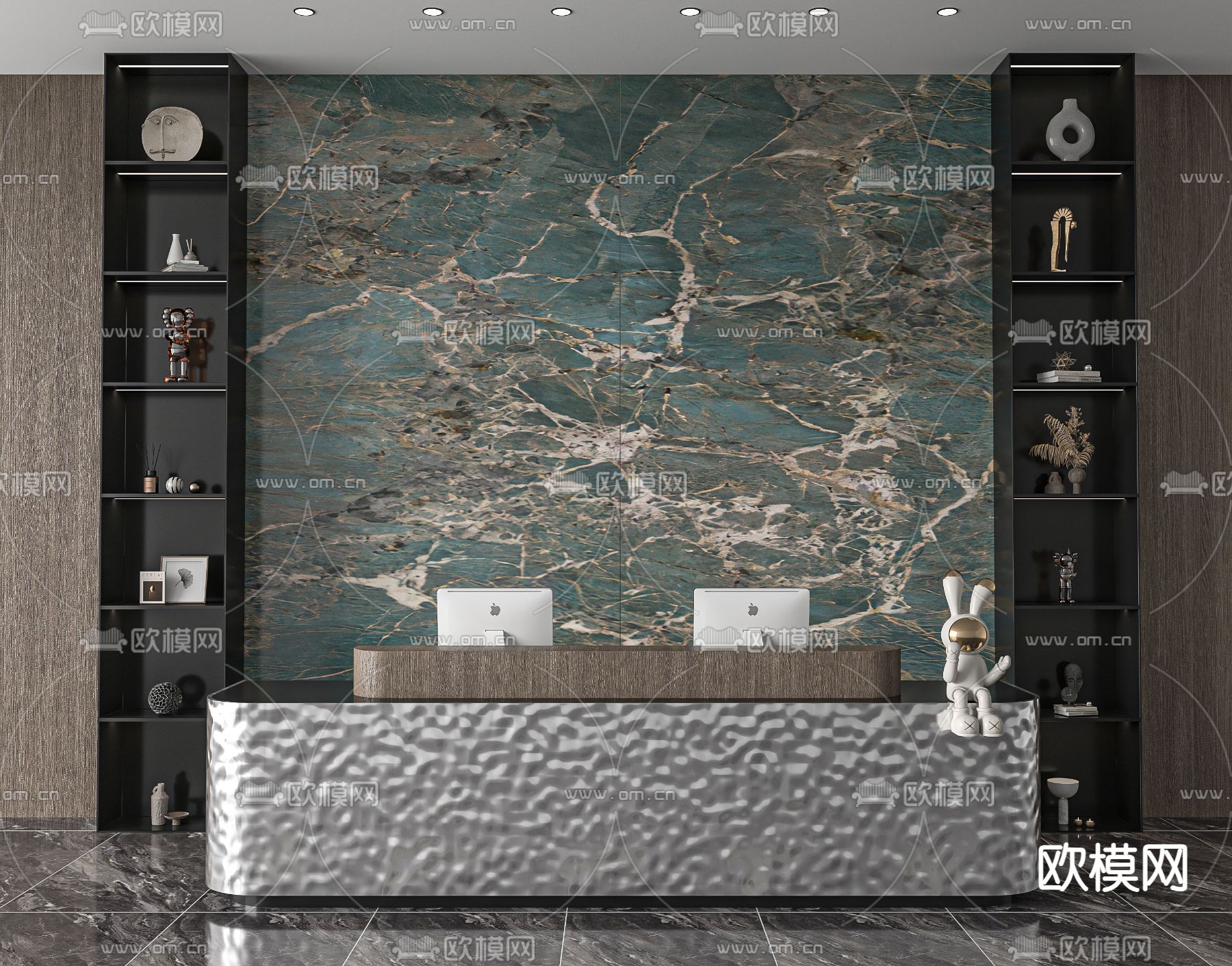 水波纹前台 咨询台 接待台3d模型下载