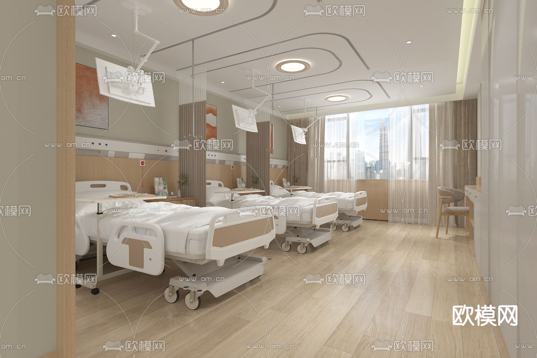 医院 病房3d模型下载（渲染图1）