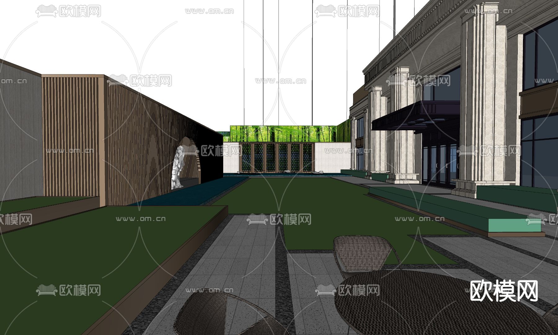 示范区景观 售楼部景观su模型下载