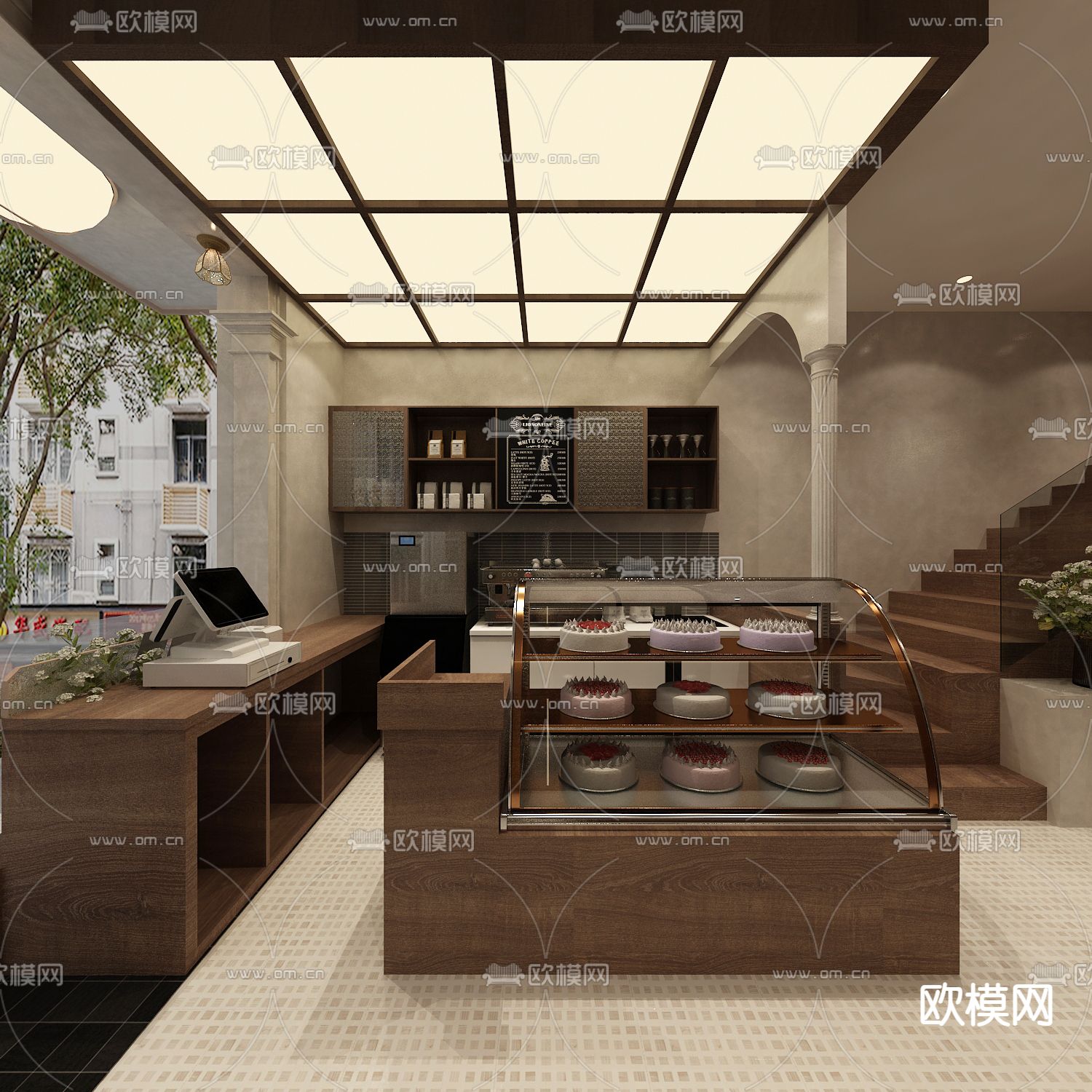 美式咖啡店 甜品店3d模型下载（渲染图4）