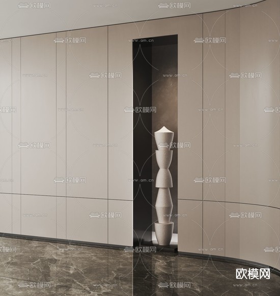 现代实木圆柱 雕像3d模型下载
