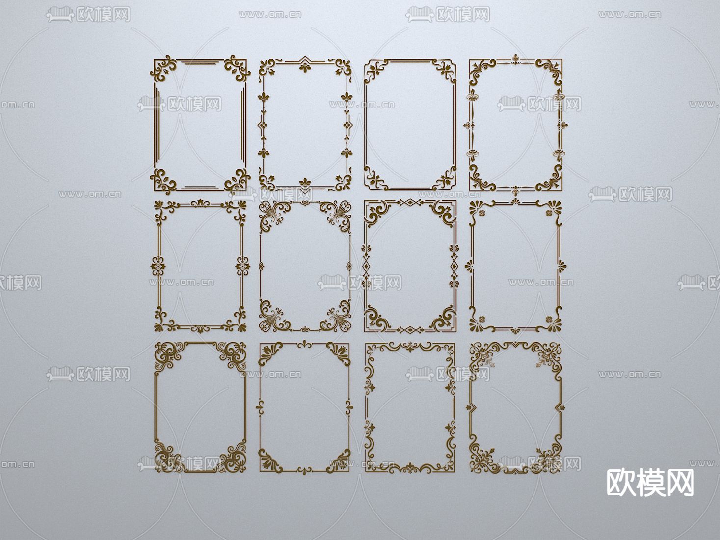 新中式窗花 窗框 线条 边框3d模型下载
