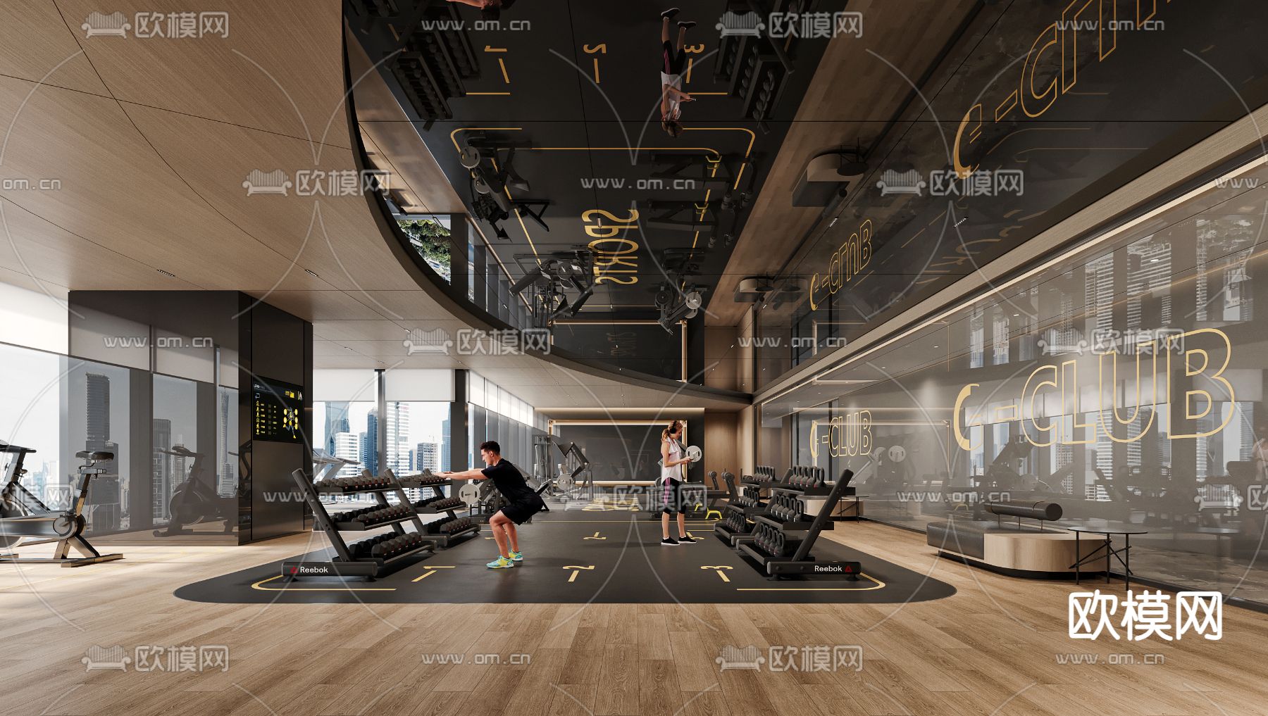 现代健身房 健身馆su模型下载（渲染图2）