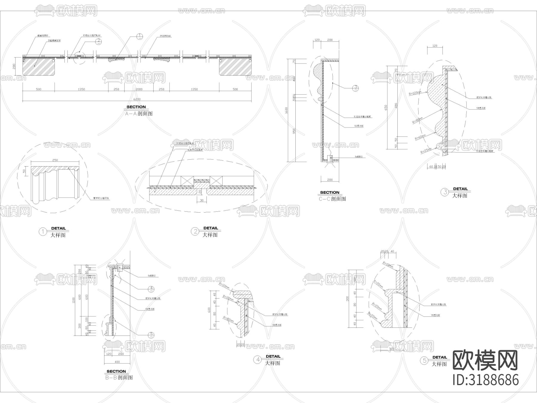 别墅挑高大厅 立面剖面 节点大样图下载（渲染图4）