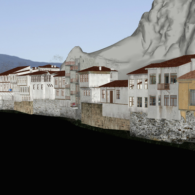  民俗古街道 古庙su模型 