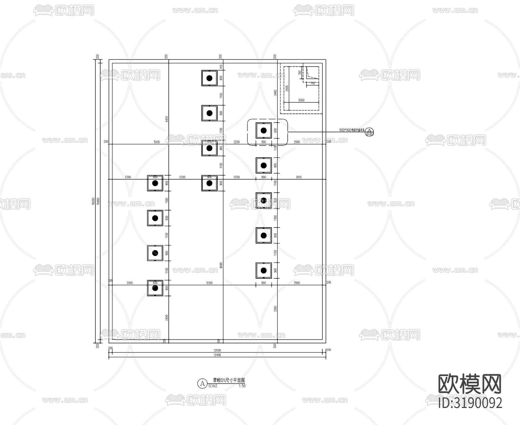 现代旱喷水景cad大样图下载（渲染图2）