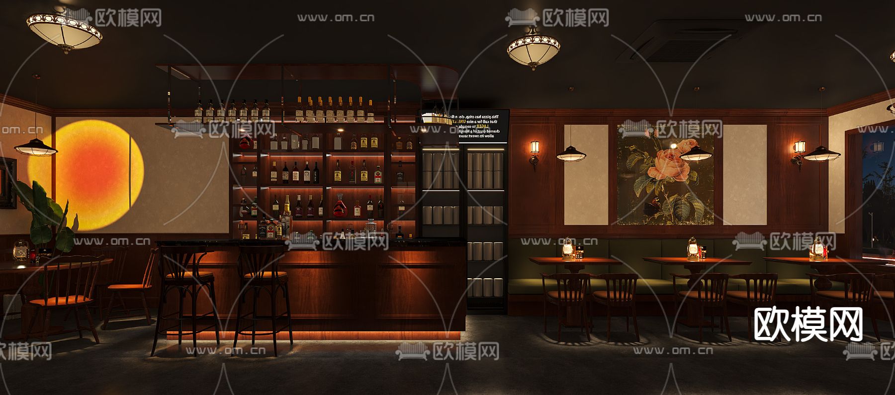 美式清吧 酒吧3d模型下载（渲染图1）