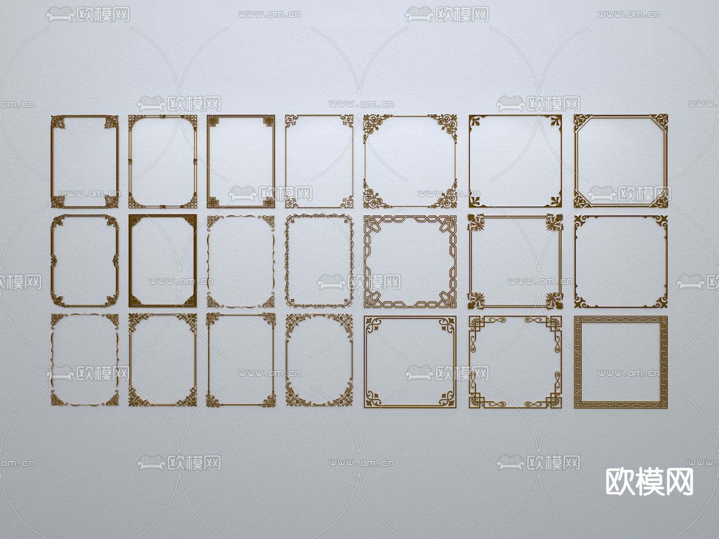 中式线条 窗框 边框 镂花窗 边条3d模型下载