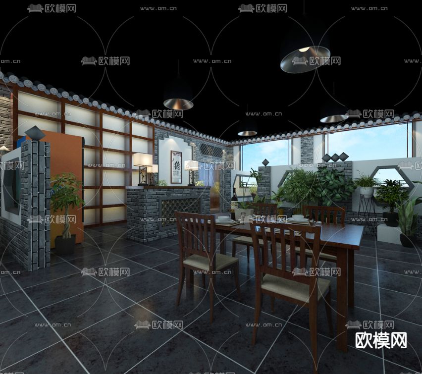 中式茶楼3d模型下载（渲染图6）