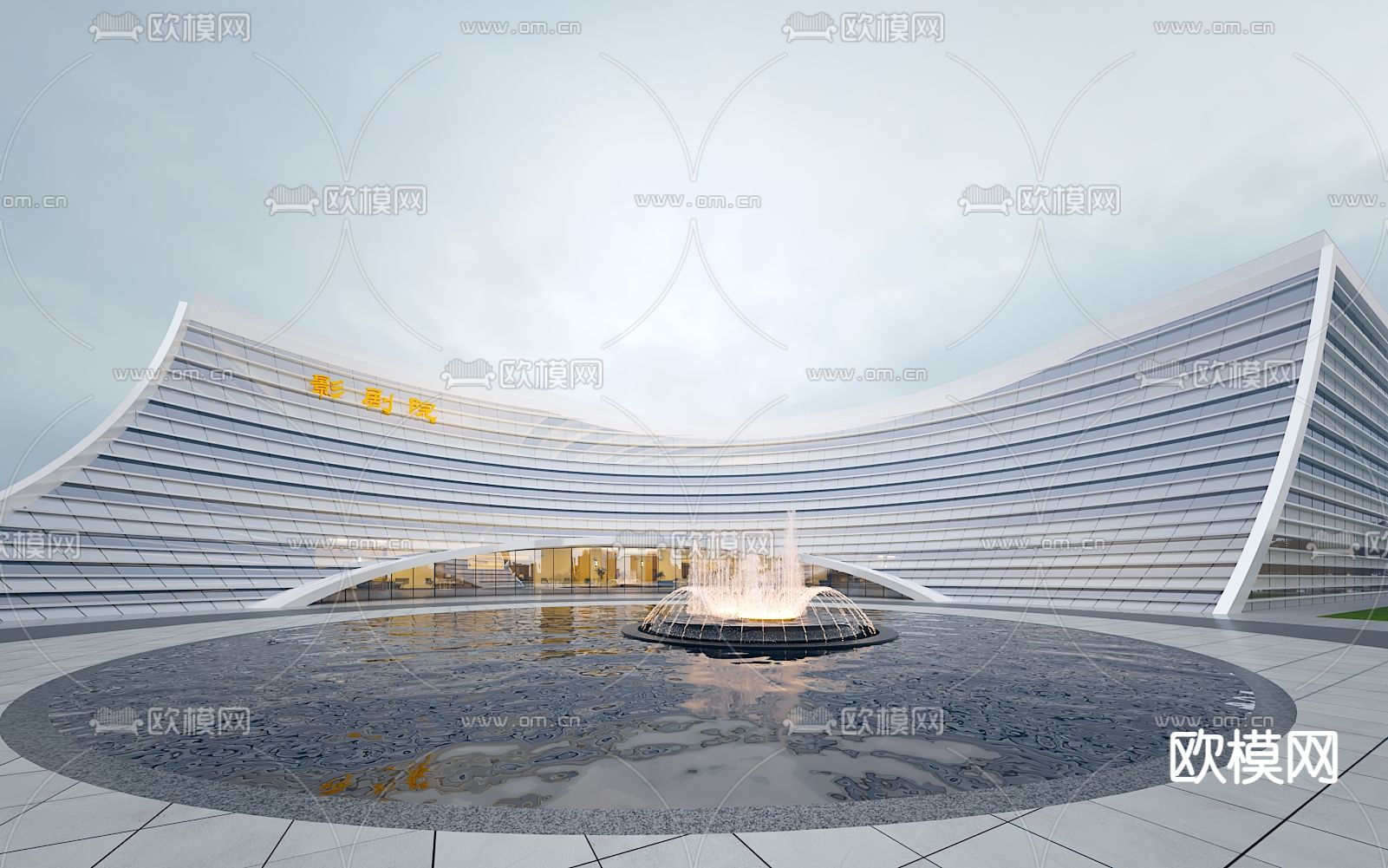 电影院外观3d模型下载（渲染图2）