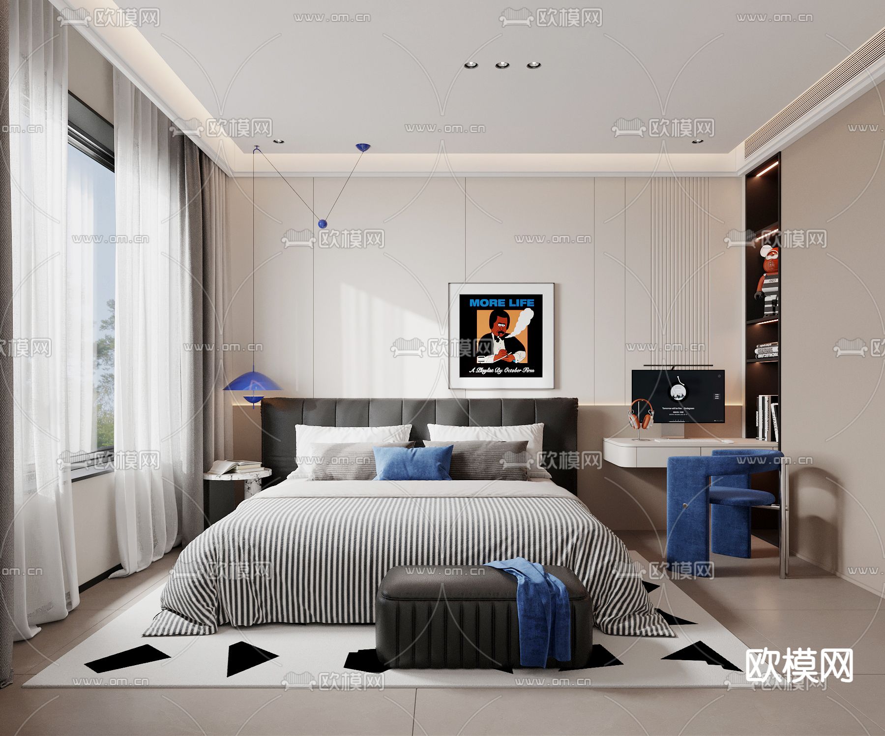 现代儿童房 男孩房3d模型下载