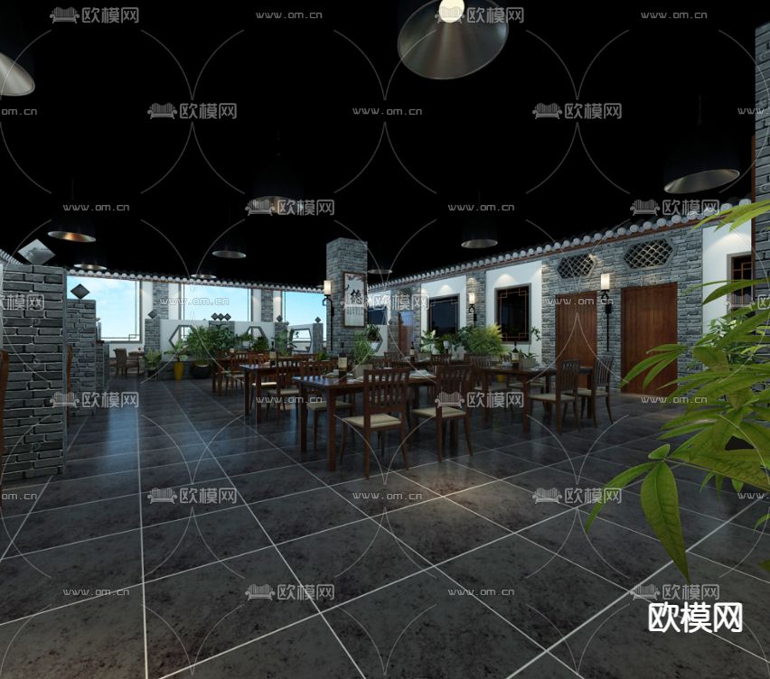 中式茶楼3d模型下载（渲染图3）