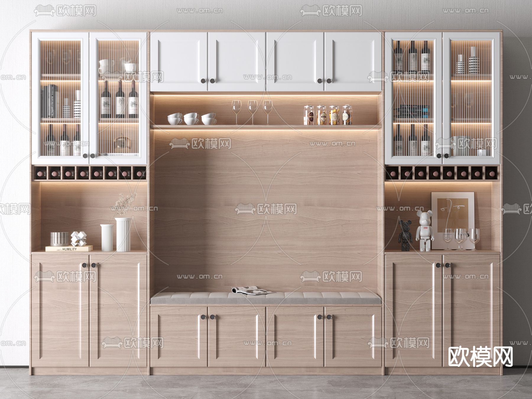北欧卡座酒柜su模型下载（渲染图2）