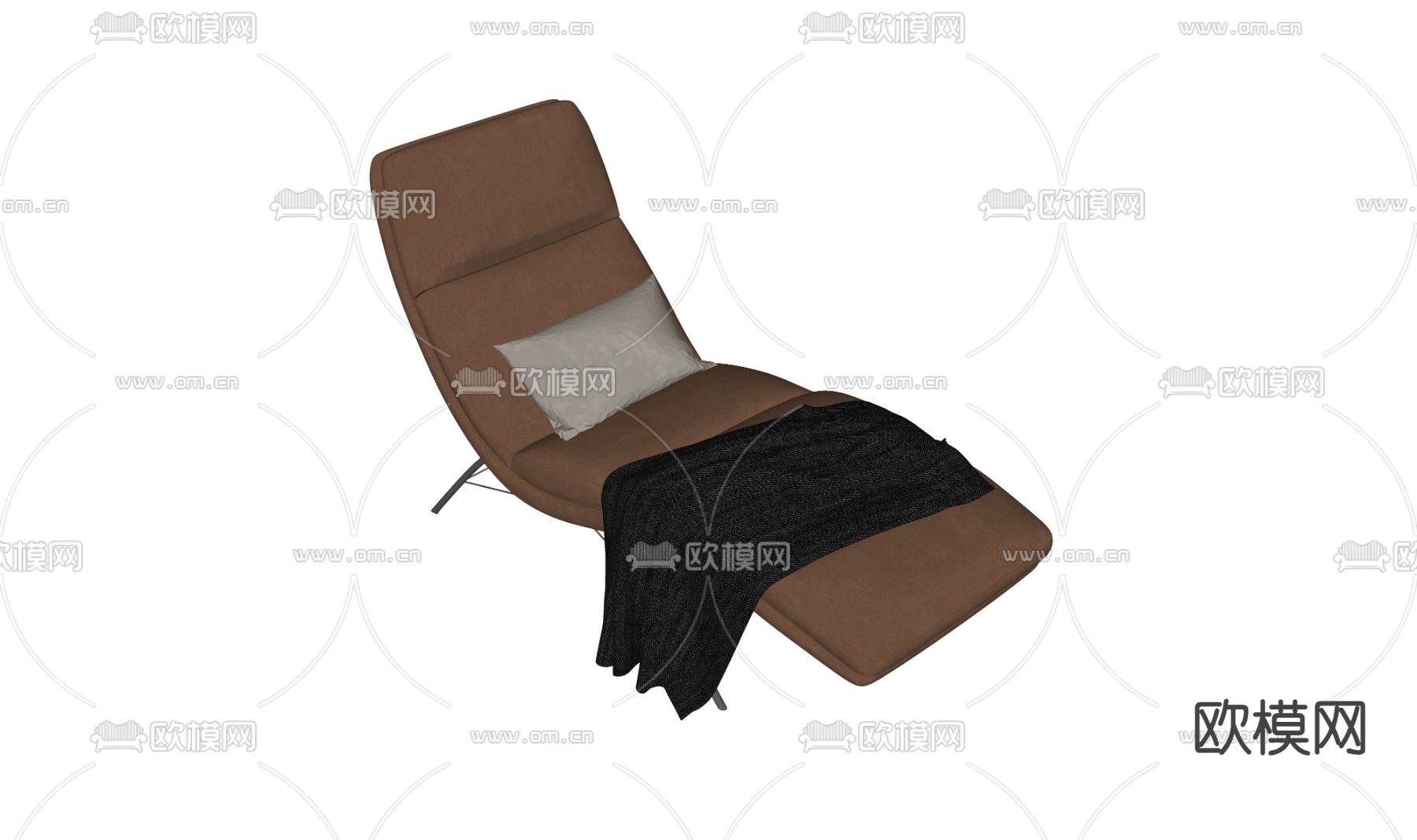 现代皮质躺椅su模型下载（渲染图1）