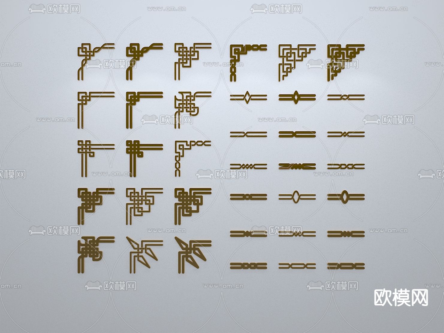 中式线条 角线 装饰线框3d模型下载