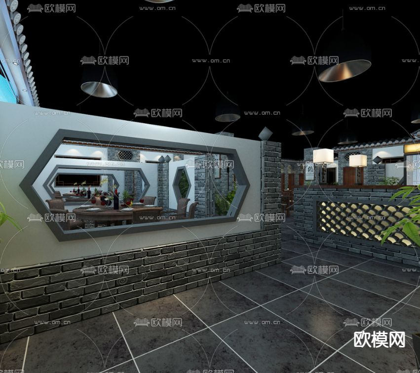 中式茶楼3d模型下载（渲染图2）
