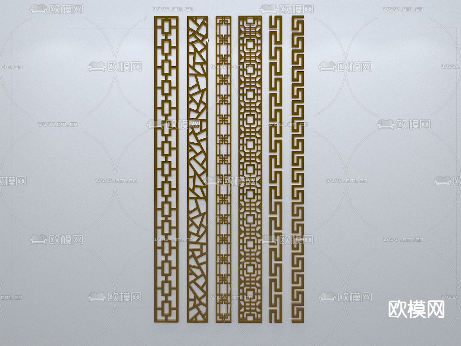 新中式窗花 雕花 角线 檐线3d模型下载