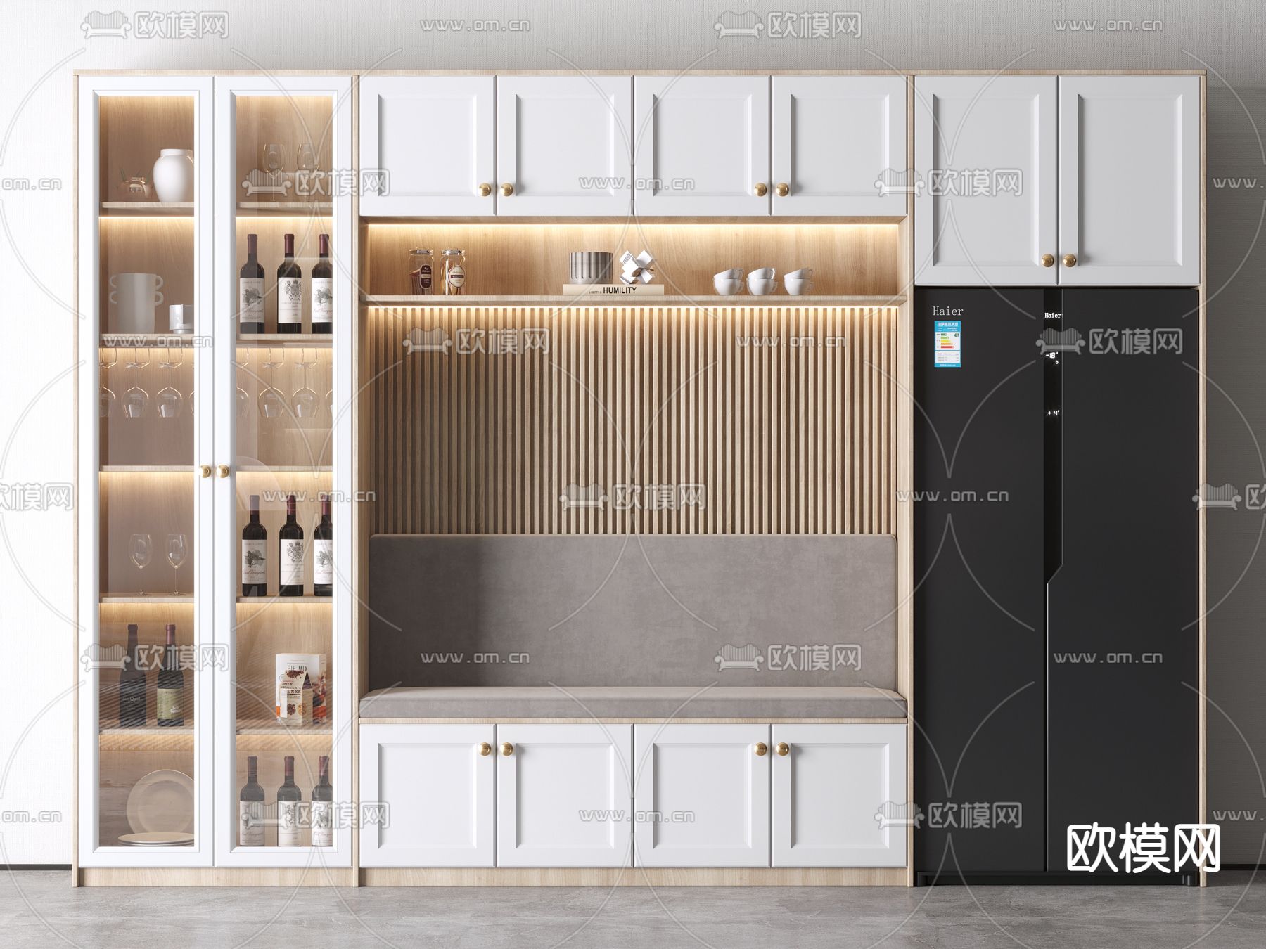 北欧卡座酒柜su模型下载（渲染图2）