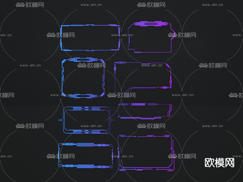 科技边框 科技元素墙饰3d模型下载
