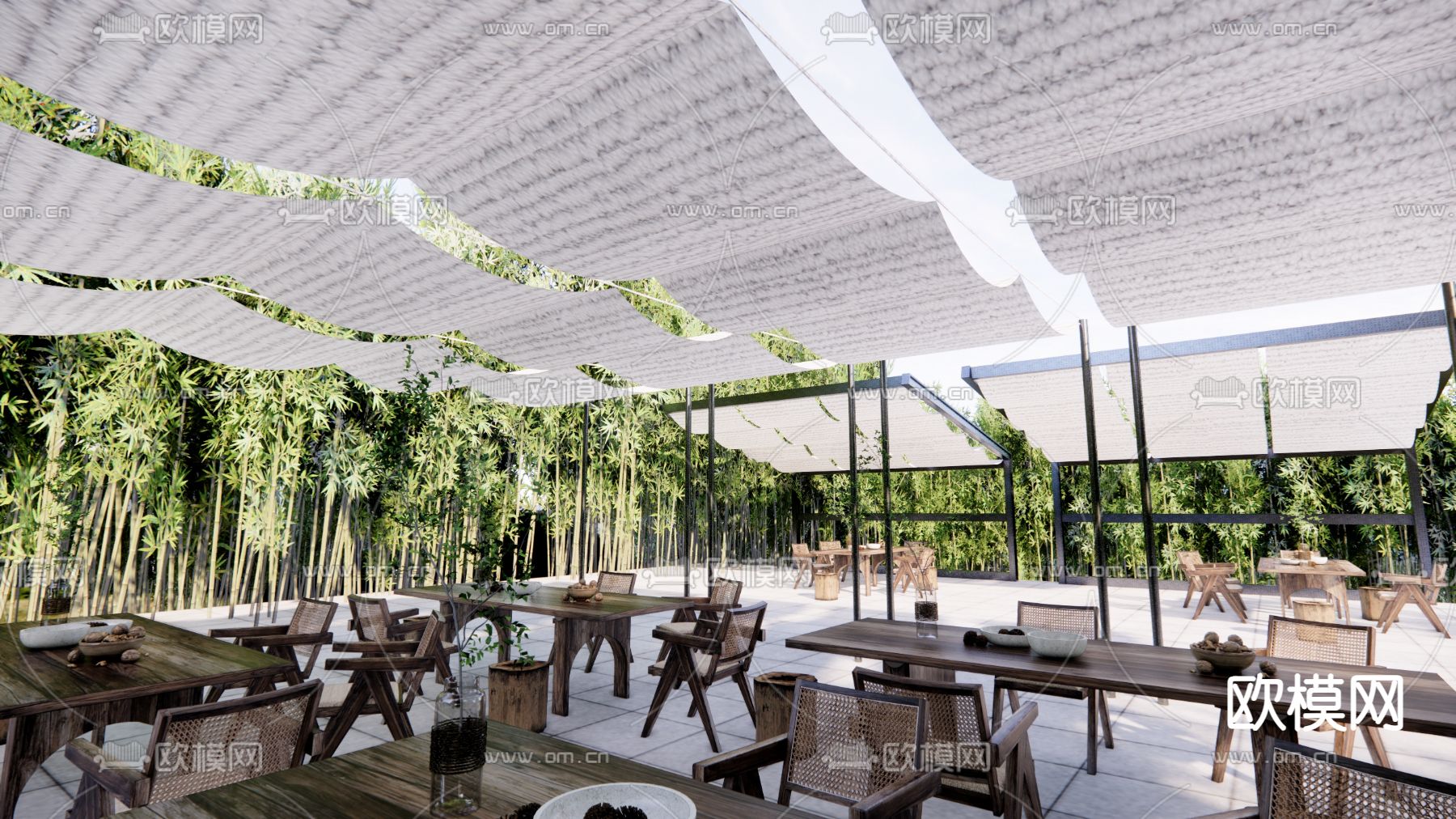 现代室外遮阳布 文化遮阳棚su模型