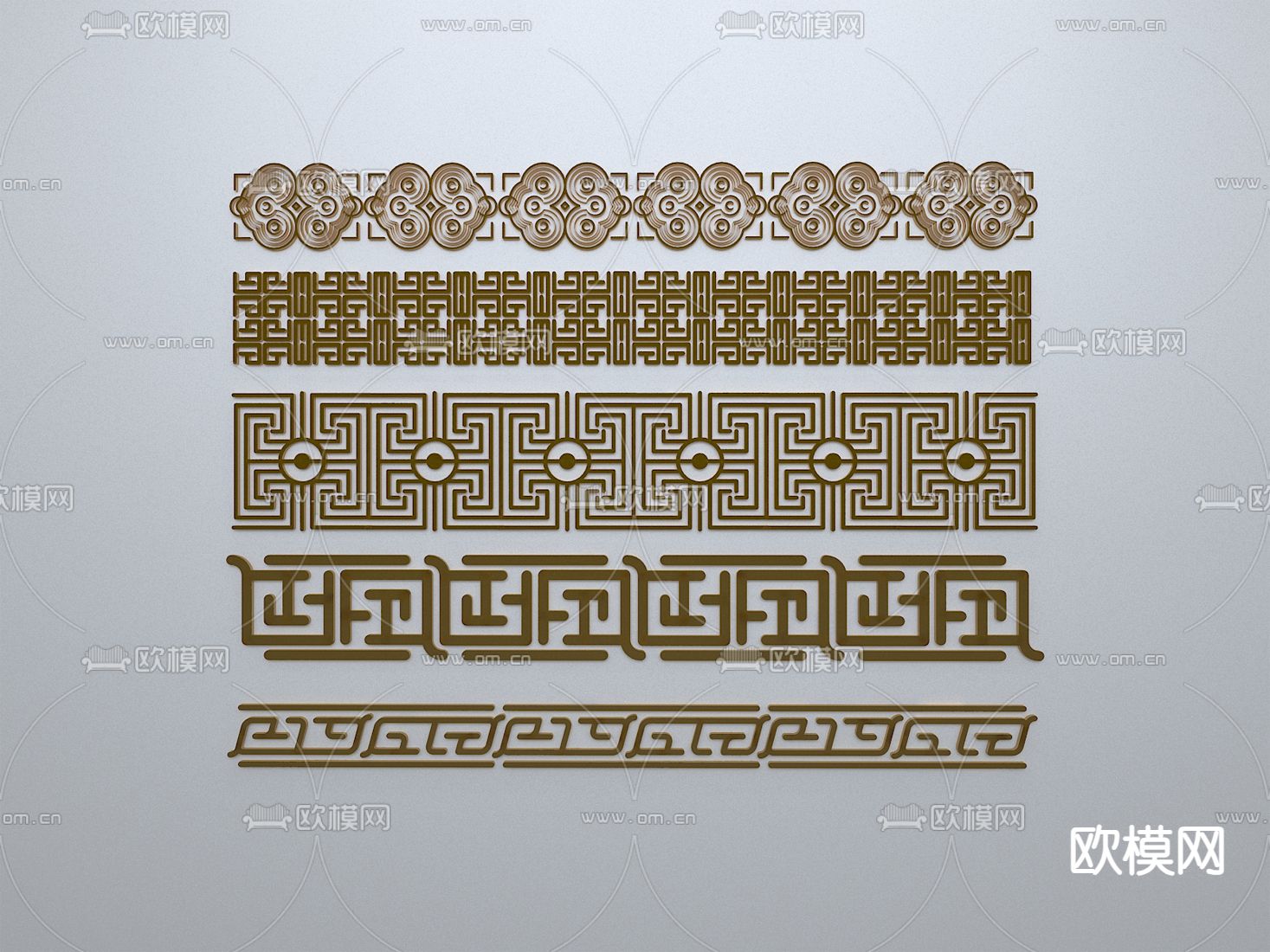 中式线条 雕花 角线 墙饰3d模型下载