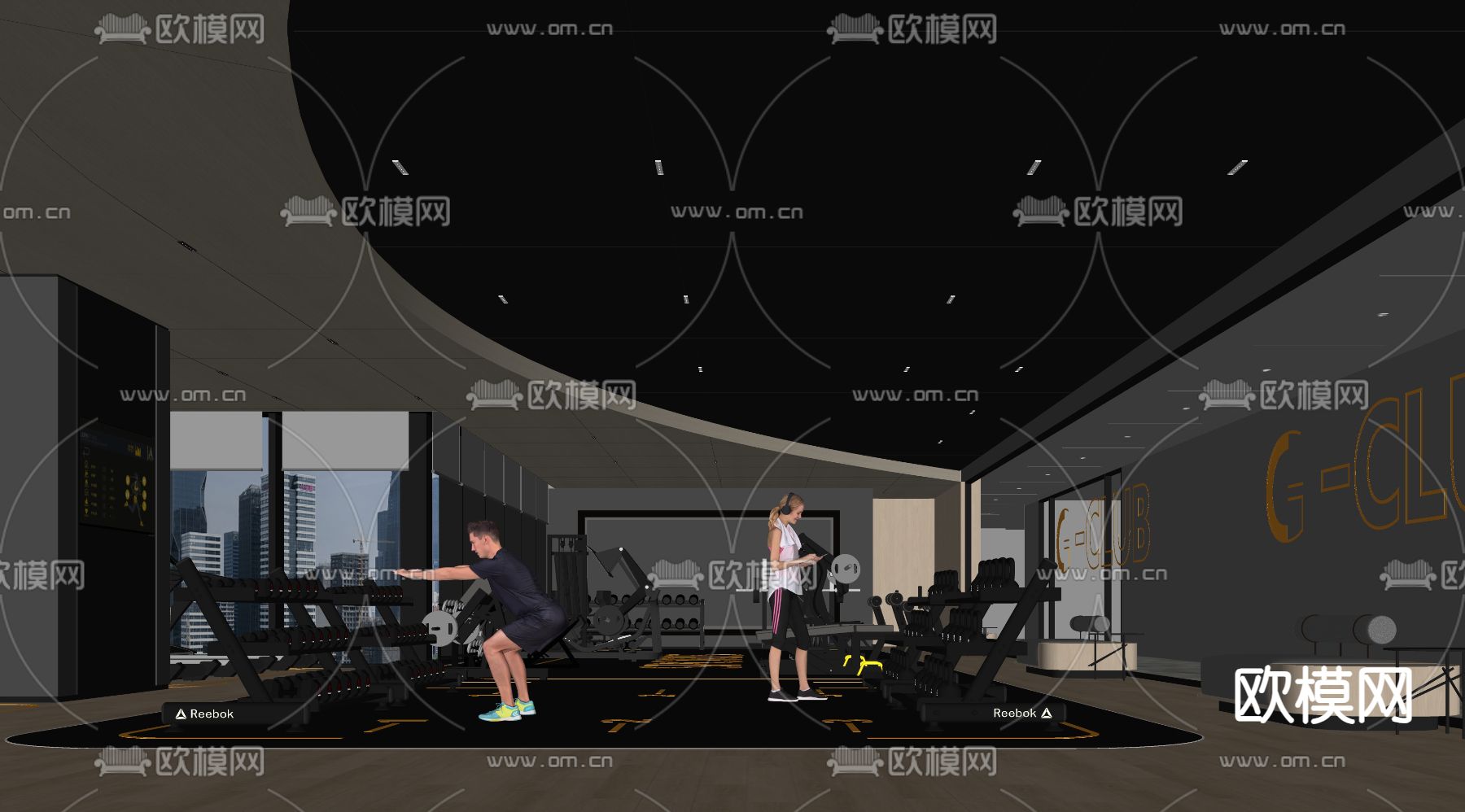 现代健身房 健身馆su模型下载（渲染图1）