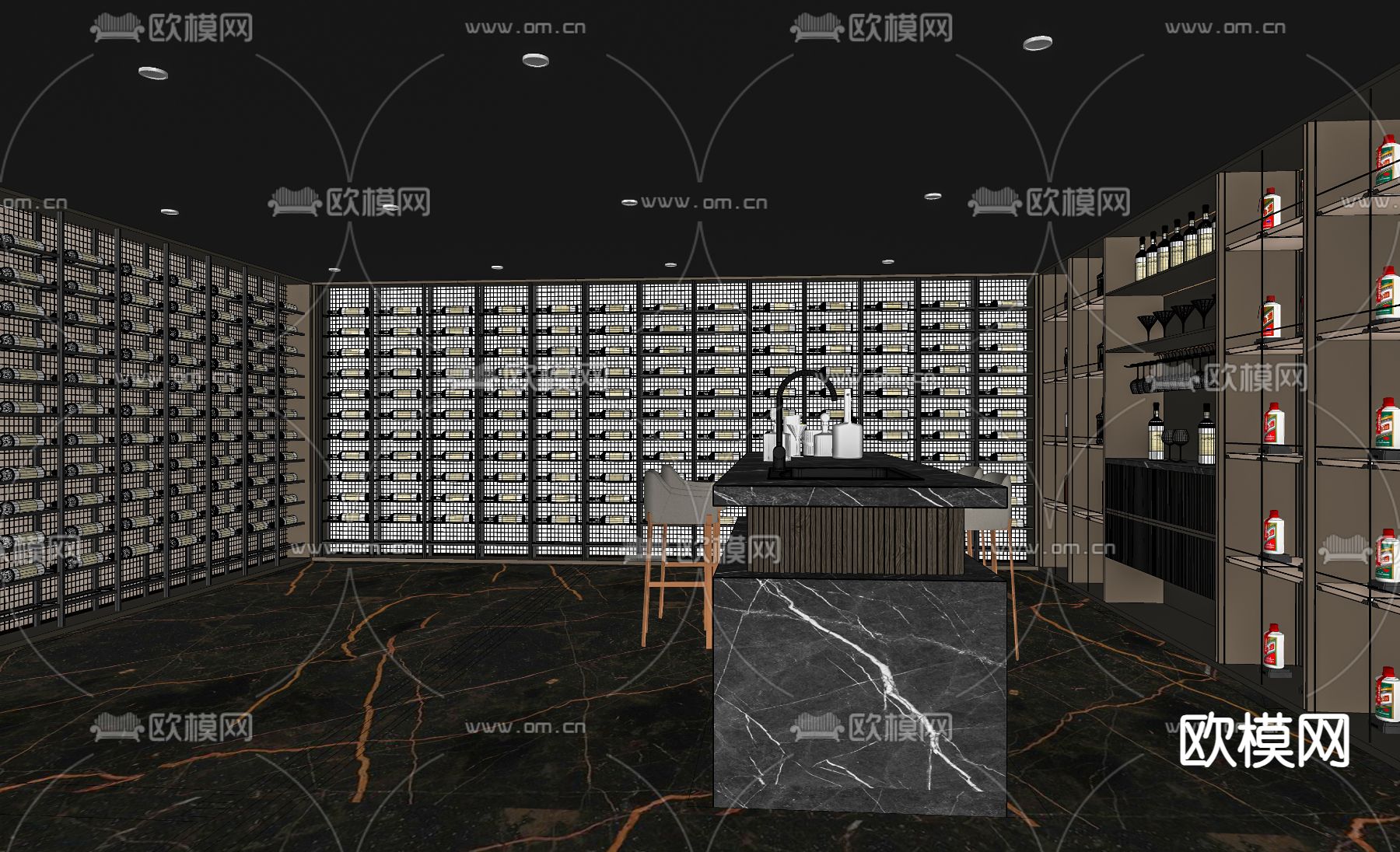 现代家居酒窖 藏酒房su模型下载（渲染图1）