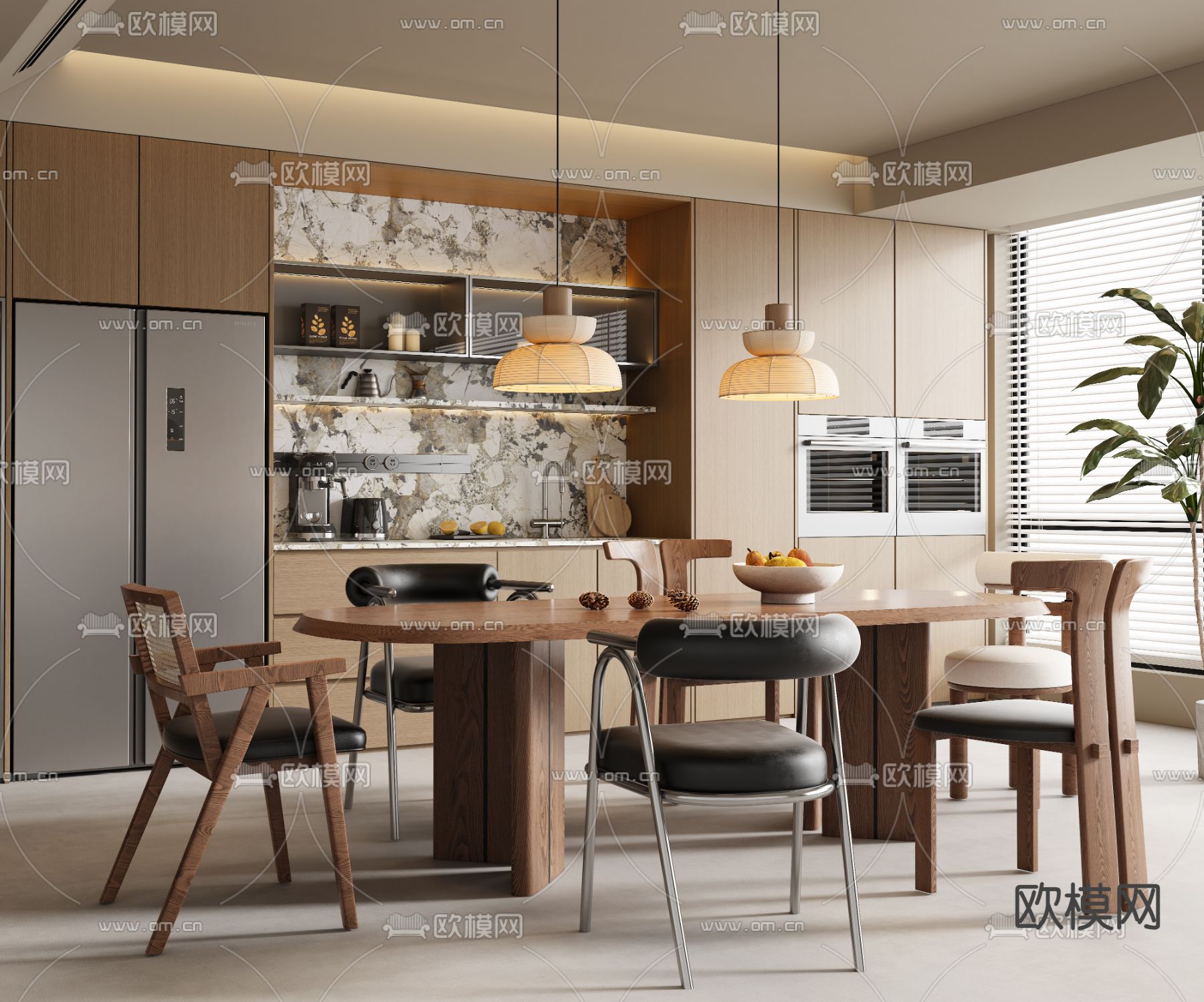 中古风餐厅su模型下载（渲染图2）