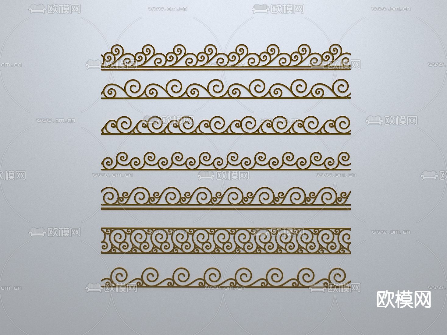 海浪线条 角线 边框 边条3d模型下载