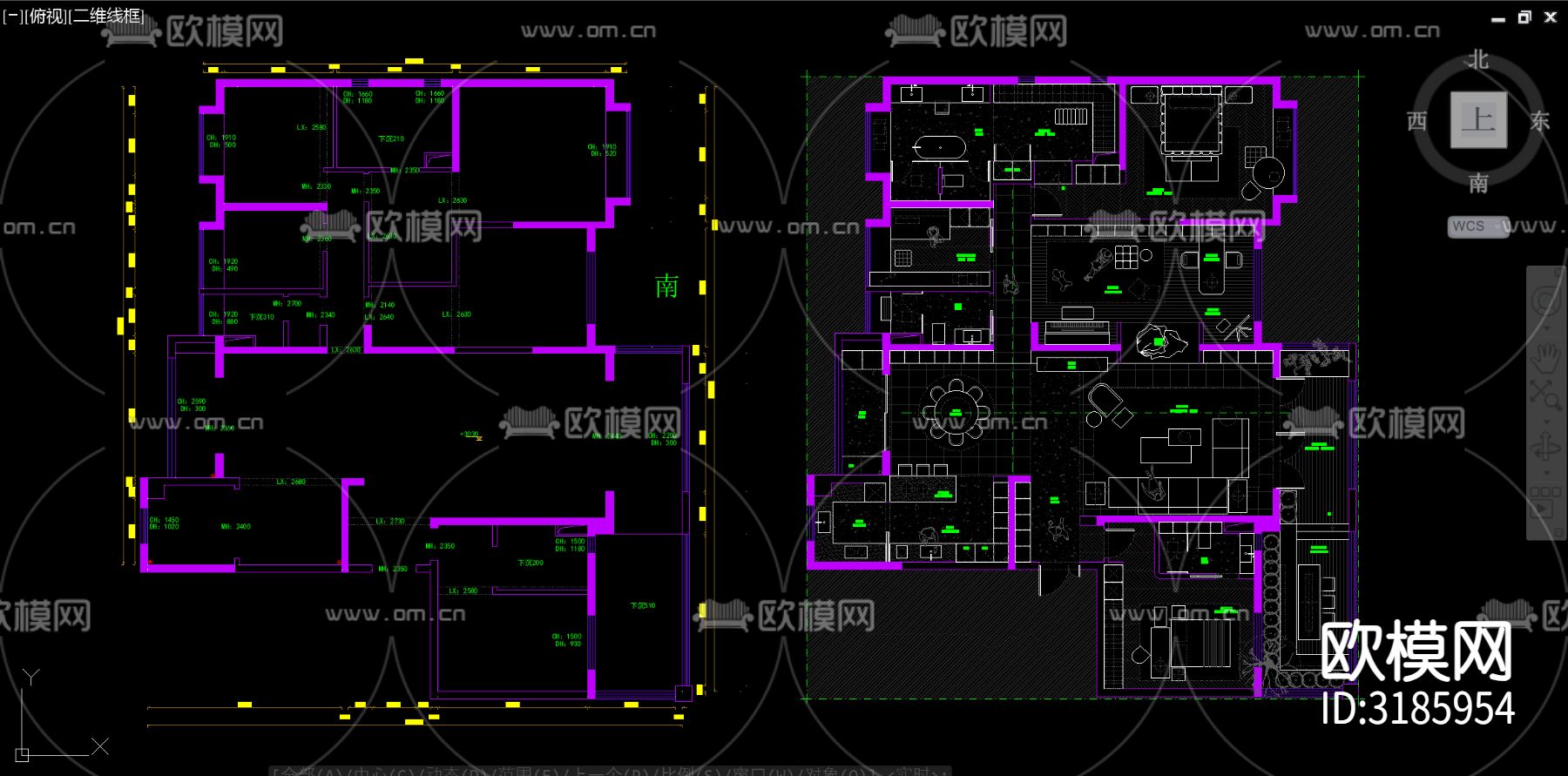 300㎡大平层CAD施工图下载（渲染图2）