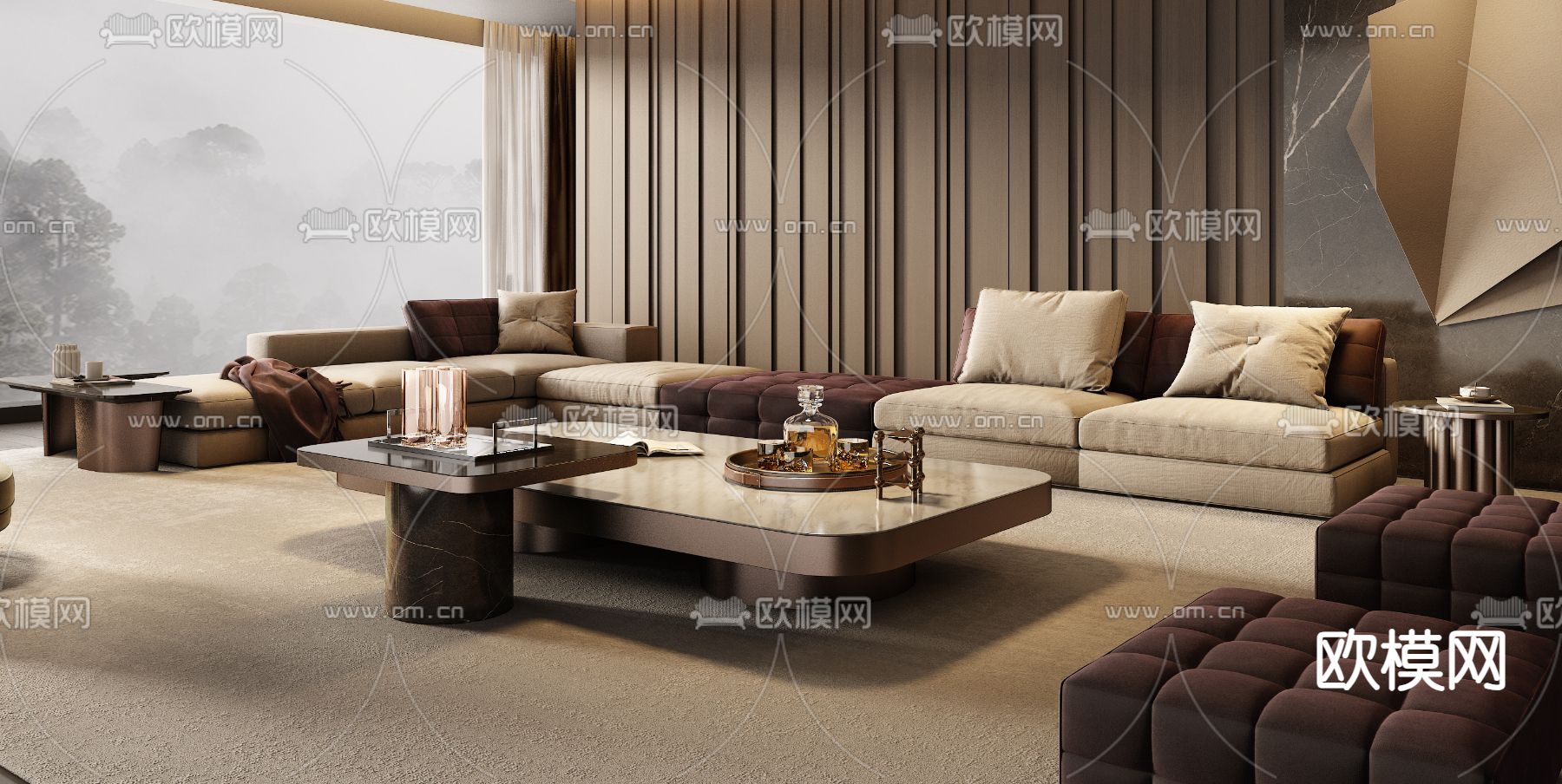 Minotti 组合沙发 客厅3d模型下载（渲染图2）
