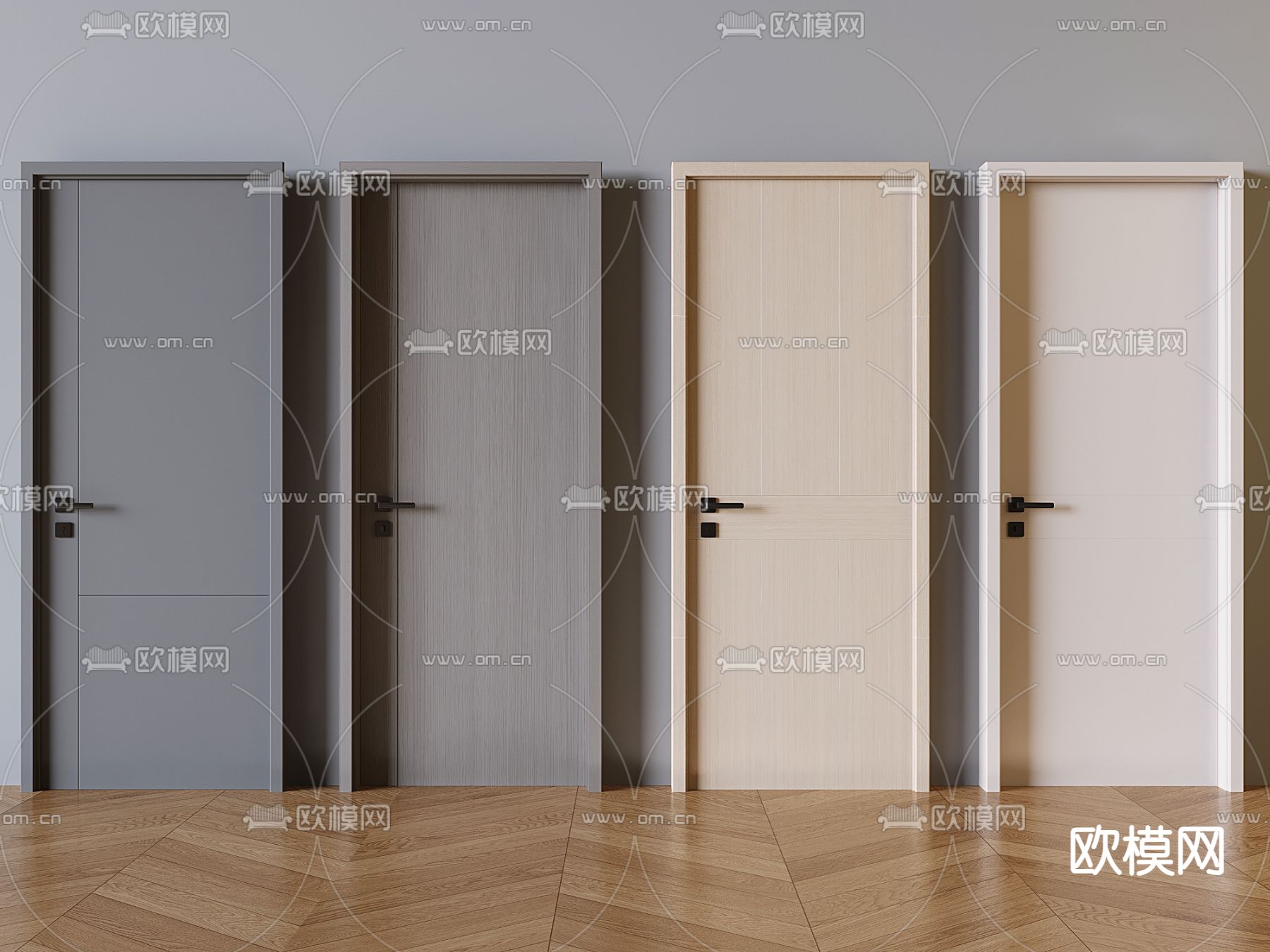 现代单开门  实木门3d模型下载