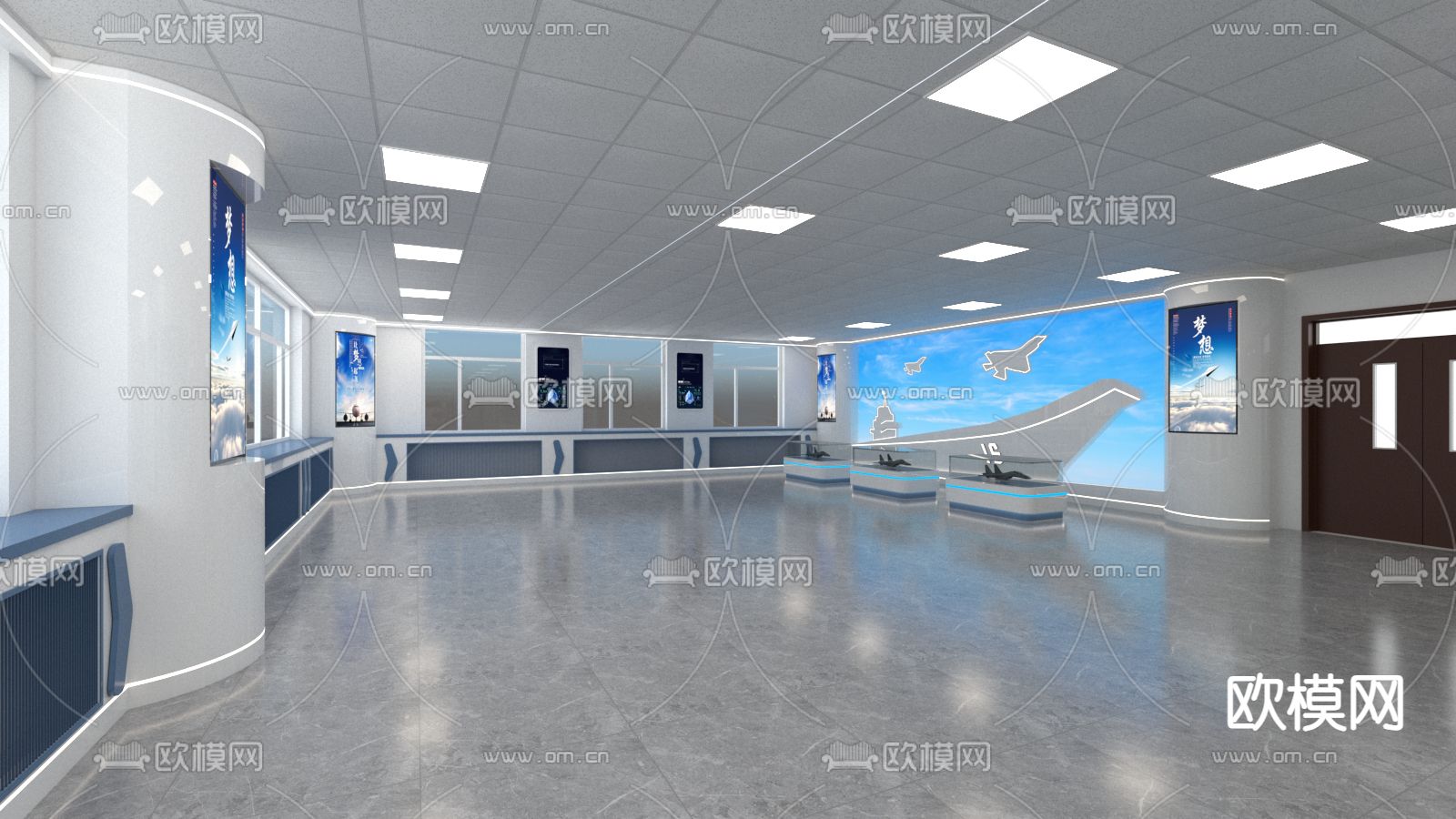 小学教育展厅su模型下载（渲染图1）