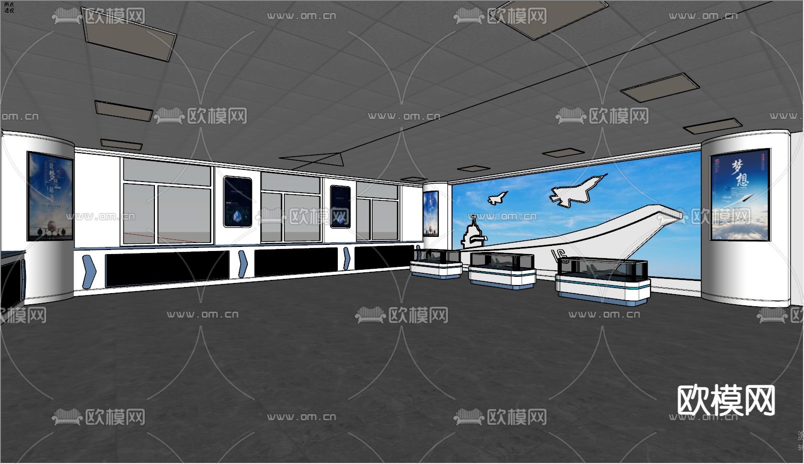 小学教育展厅su模型下载（渲染图2）