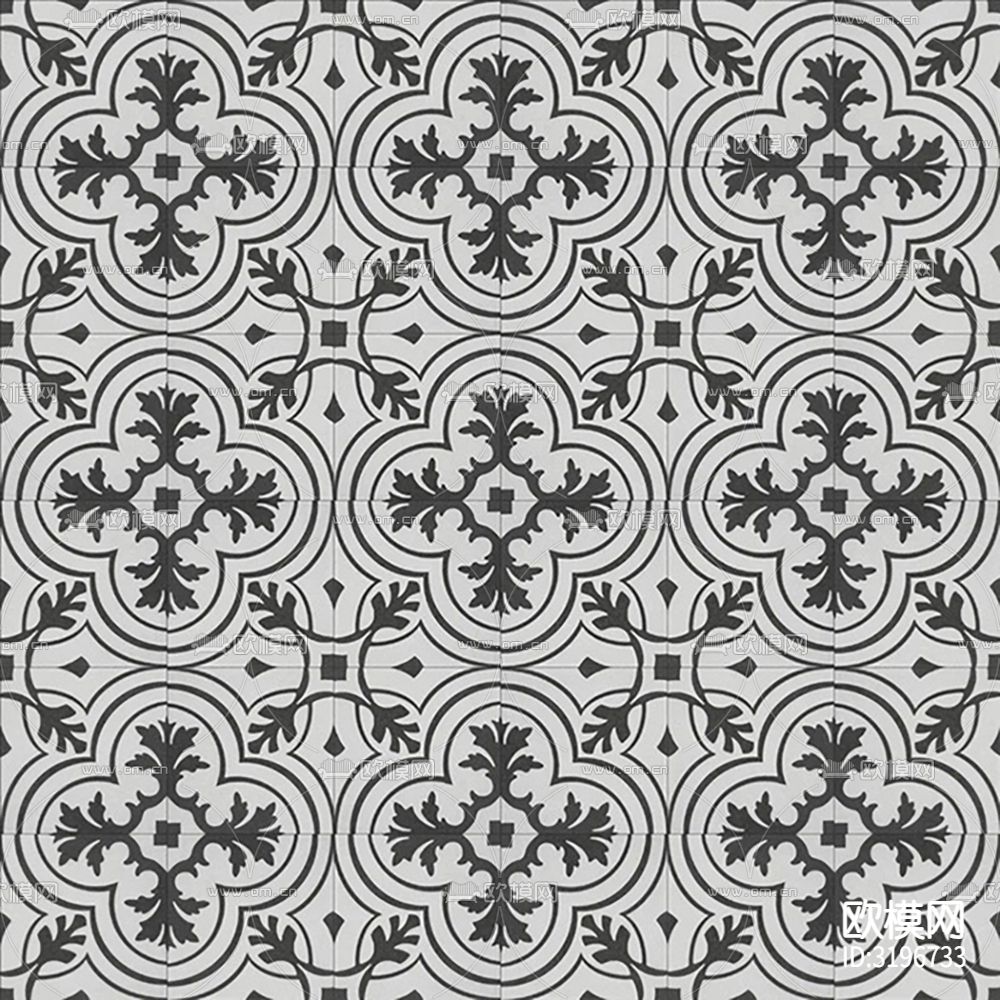 灰色现代简约花砖贴图下载