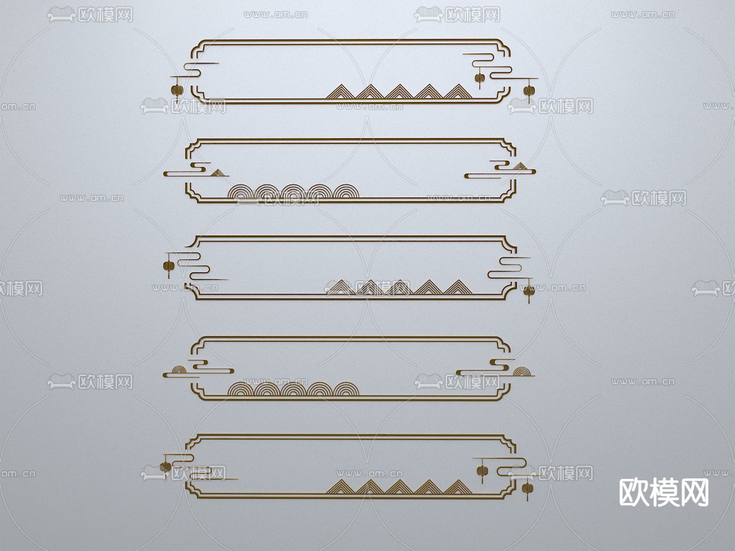 新中式剪影 边框 边条 构建3d模型下载