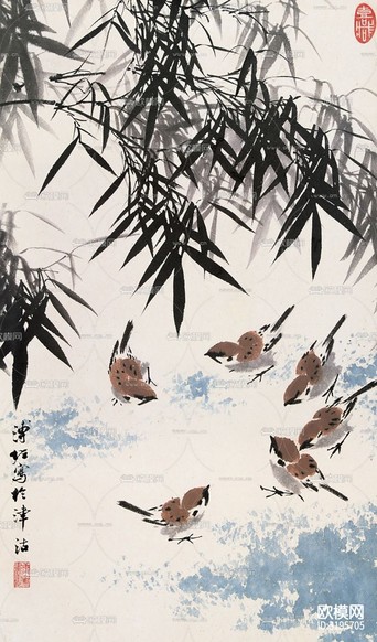 中式装饰画 水墨画 挂画贴图下载