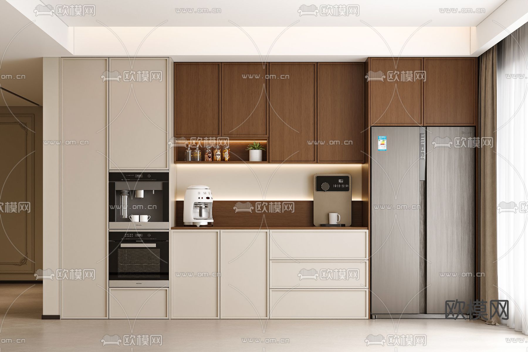 中古风餐边柜3d模型下载