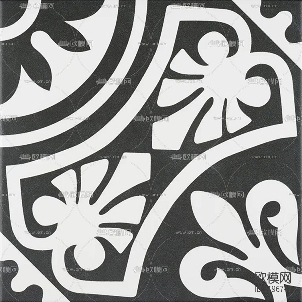 灰色现代简约花砖贴图下载