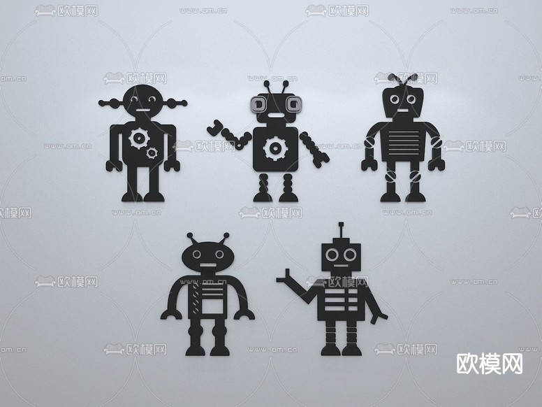 机器人剪影 剪纸 墙贴3d模型下载