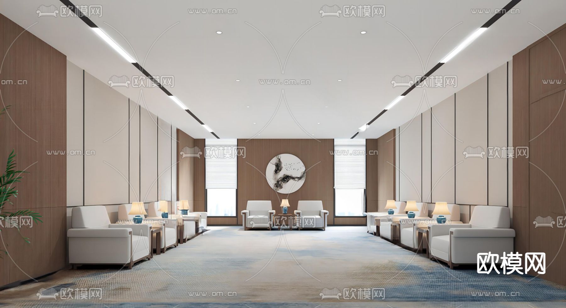 现代接待室su模型下载（渲染图2）