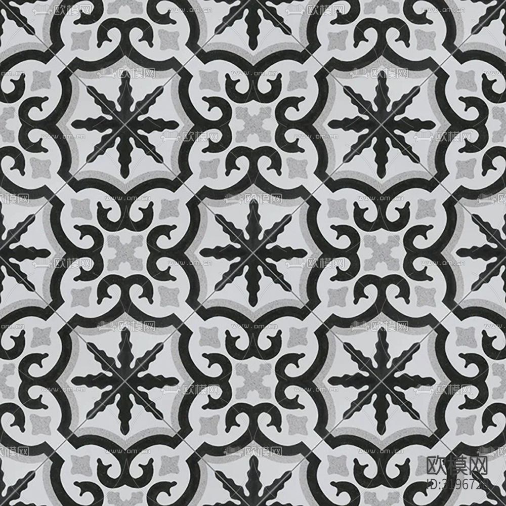 灰色现代简约花砖贴图下载