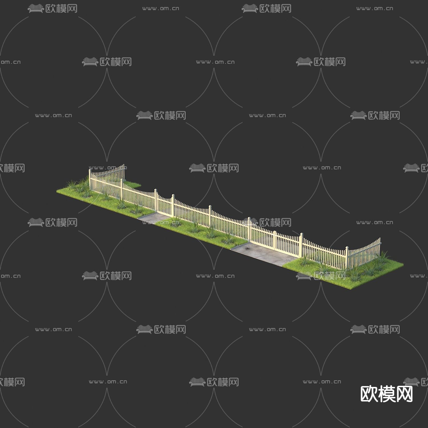 庭院围墙 护栏围栏3d模型下载