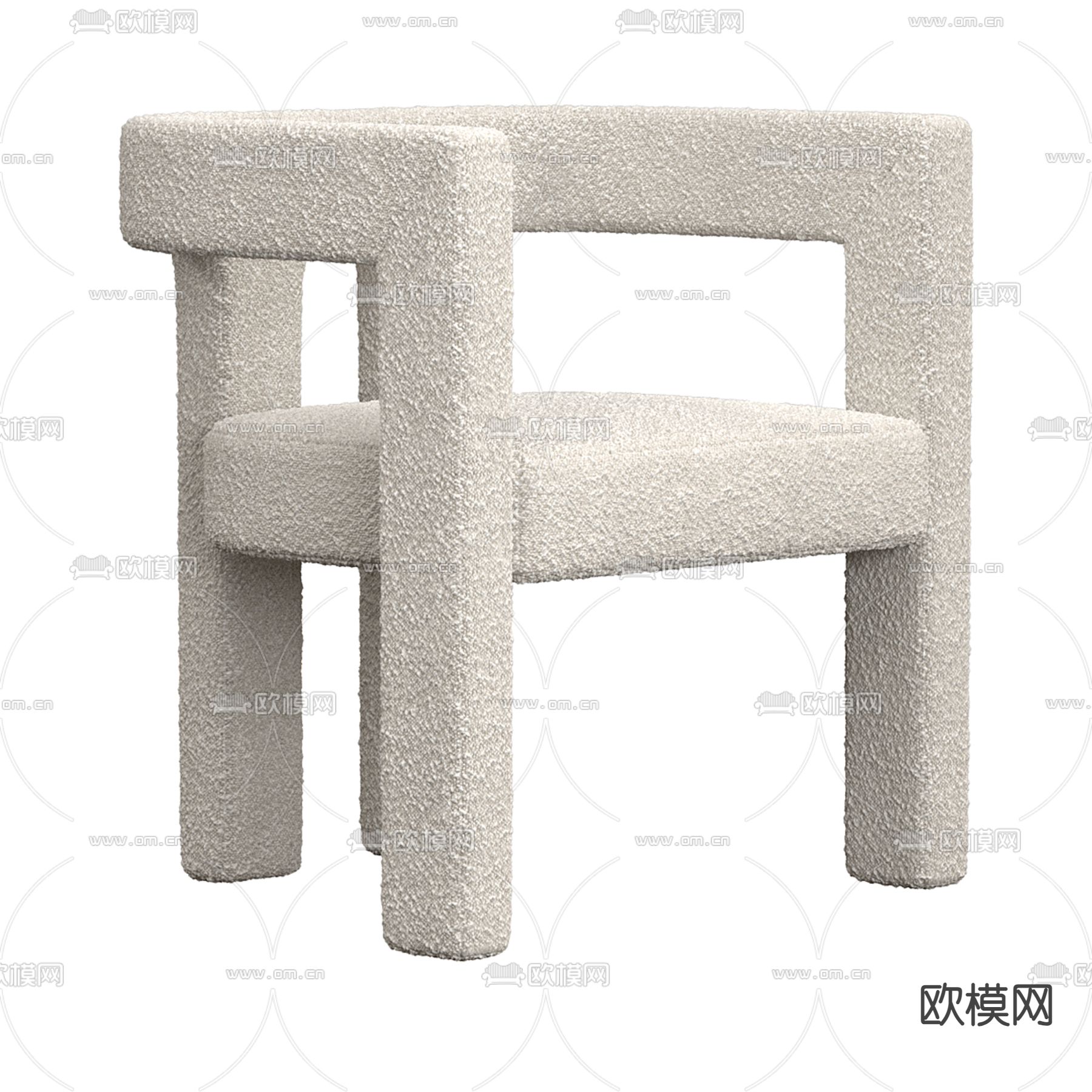 CB2椅子 毛绒休闲椅3d模型下载（渲染图1）